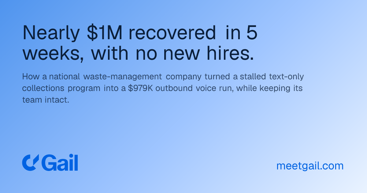 Nearly $1M recovered in 5 weeks, with no new hires.